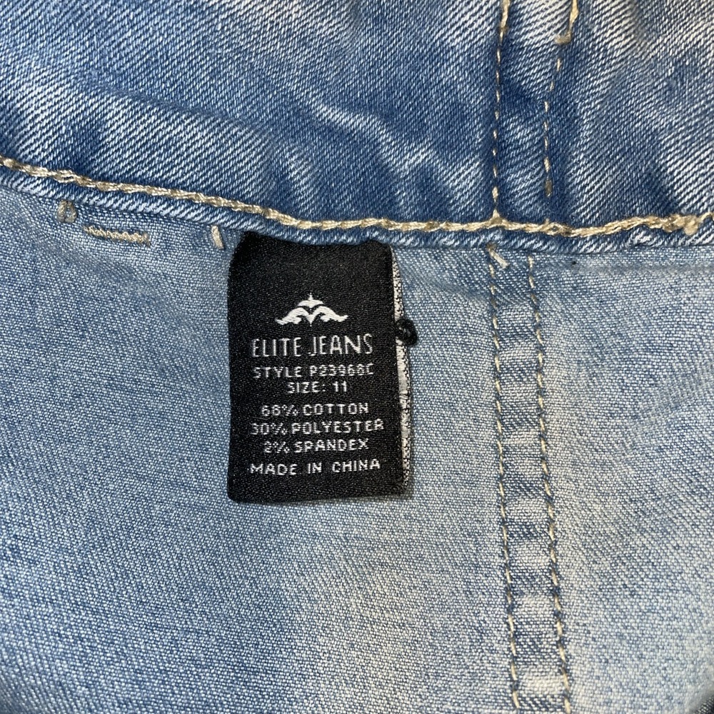 Elite Jeans Light Wash Wide Leg Buckle Detail Size 11 - Picture 5 of 7